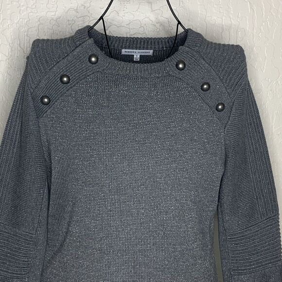 Rebecca Minkoff Janica Gray Metallic Sweater Dress Womens Size Small MSRP $228 - Picture 2 of 9